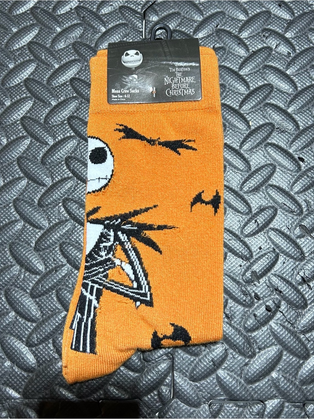 The Nightmare Before Christmas Jack Skellington Orange Crew Socks Mens 6-12 NEW